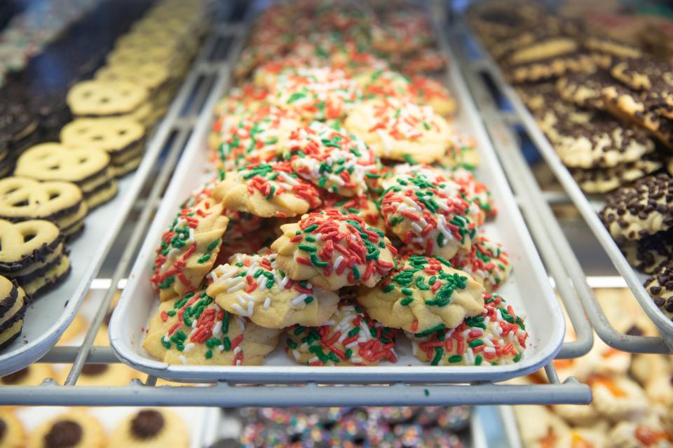 The cookie case, filled with dozens of Italian Christmas cookies, at Big Apple Bakery in Manahawkin.