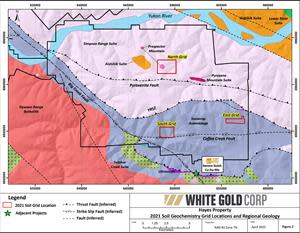 Hayes Property 2021 Soil Geochemistry Grid Locations and Regional Geology Map