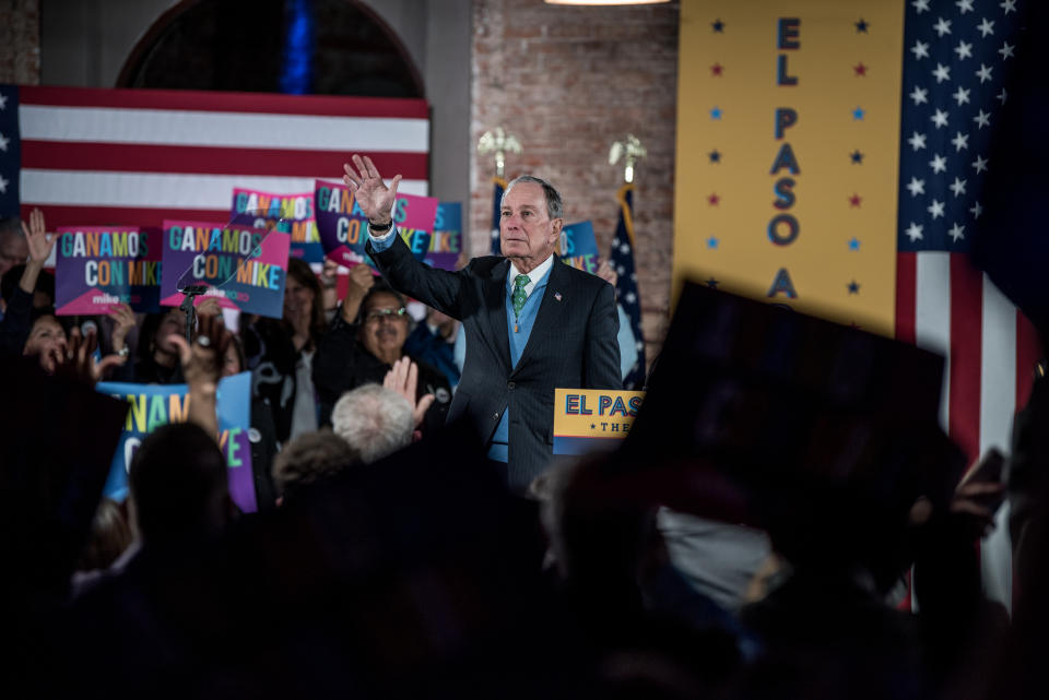 EL PASO, TX - JANUARY 29: Democratic presidential candidate, former New York City Mayor Mike Bloomberg announces his new Latino policy El Paso Adelante (the path forward) at a campaign rally on January 29, 2020 in El Paso, Texas. (Photo by Cengiz Yar/Getty Images)