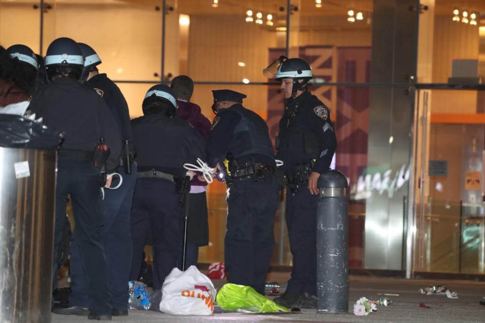 Anti-Israel protesters were arrested Monday night at NYU. William C Lopez/New York Post