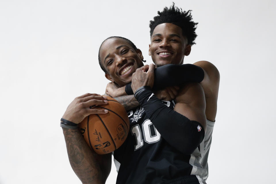 "Let's make Kyle Lowry super jealous." — DeMar DeRozan and Dejounte Murray, the best of friends