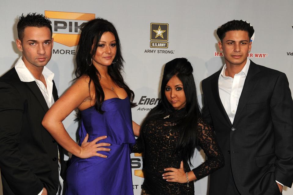 Mike “The Situation” Sorrentino, Jenni “J-Woww” Farley, Nicole “Snooki” Polizzi, and Pauly D in 2009