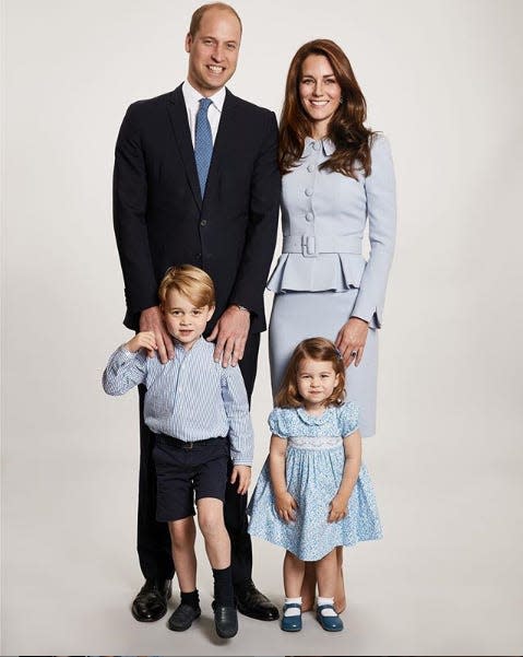 Prince William and Kate Middleton with George and Charlotte on their Christmas card in 2017.