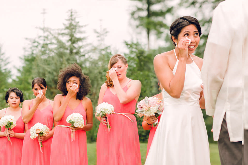 <p>"Jazell and Paul's wedding has got to be the one&nbsp;with the most emotional bridesmaids. Most of the time, one or two tear up, but almost every one of Jazell's girls cried that day when she was reciting&nbsp;her vows." - Jenn Tai</p>