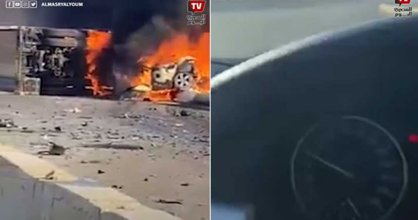 23歲女子的車與一輛卡車對撞，她也當場被活活燒死。  （圖／翻攝自AlMasry AlYoum Youtube）