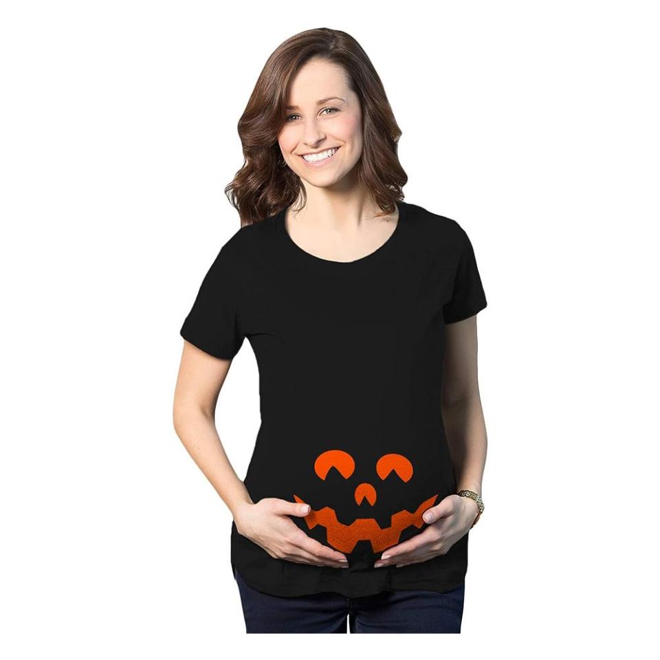 <p><a href="https://www.amazon.com/Maternity-Crazy-Dog-T-Shirts-Comfortable/dp/B01L0KTY1Y/?tag=syn-yahoo-20&ascsubtag=%5Bartid%7C10063.g.45328876%5Bsrc%7Cyahoo-us" rel="nofollow noopener" target="_blank" data-ylk="slk:Shop Now;elm:context_link;itc:0;sec:content-canvas" class="link ">Shop Now</a></p><p>Pumpkin Face Costume</p><p>amazon.com</p><p>$11.99</p>