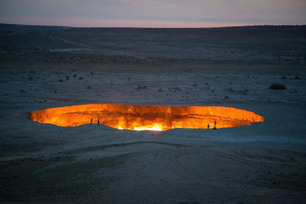 Derweze Gas Crater known as 'The Door to Hell' in the early morning,Turkmenistan