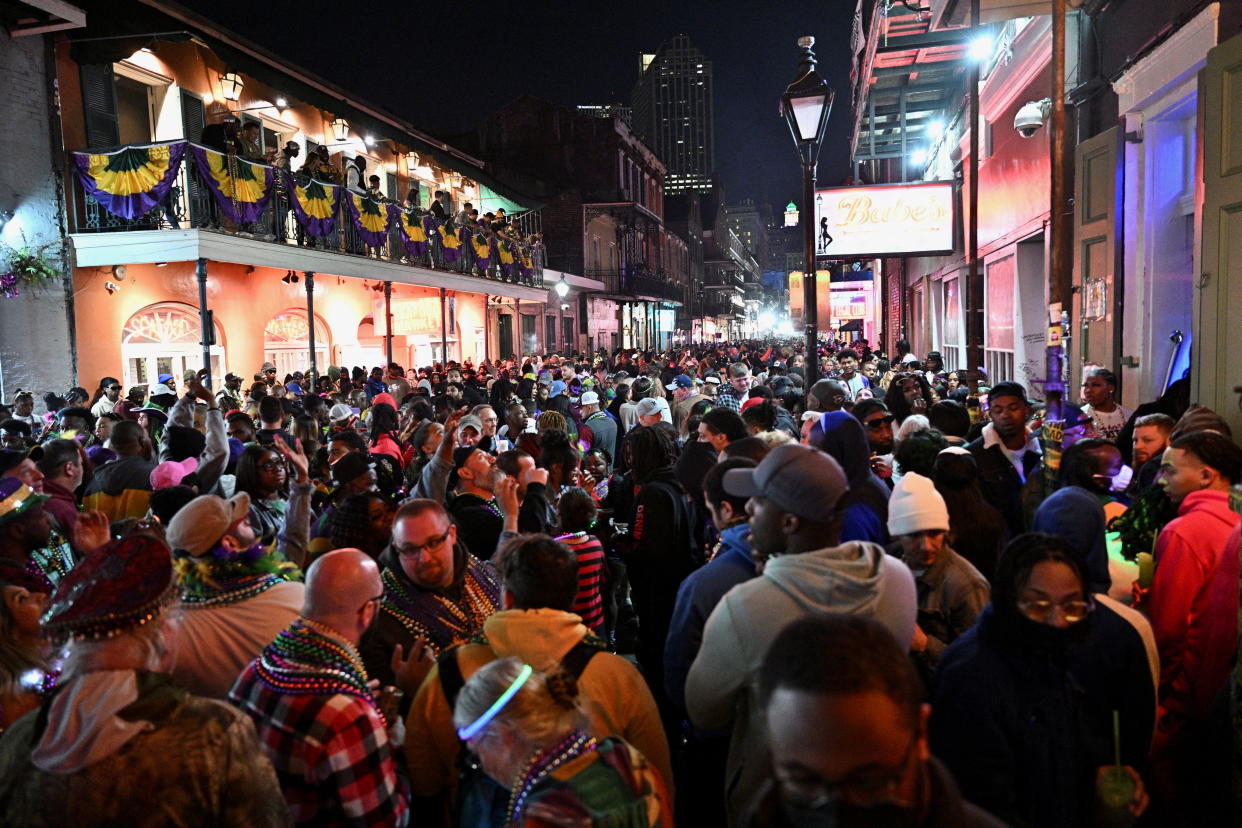 Bourbon Street during Mardi Gras