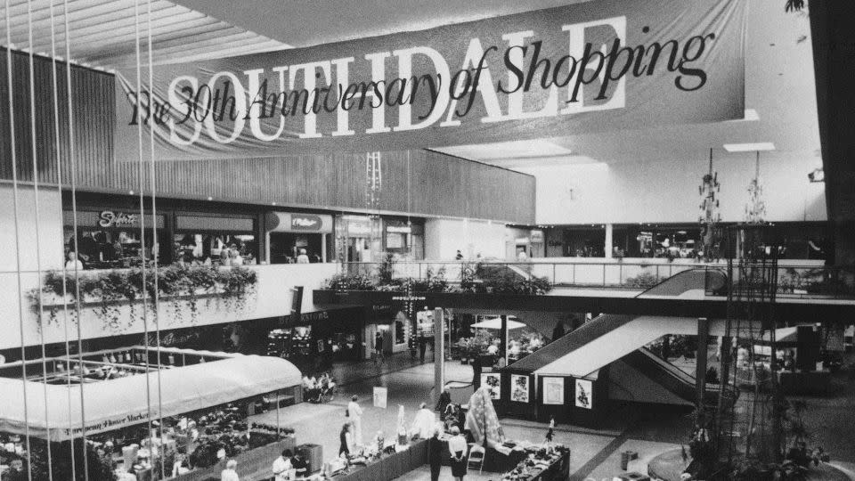 Southdale Center in Edina, Minneapolis, a $20 million complex of shops, department stores and restaurants celebrated its 30th anniversary on Oct. 7, 1986 as the world's first enclosed mall. - Larry Salzman/AP