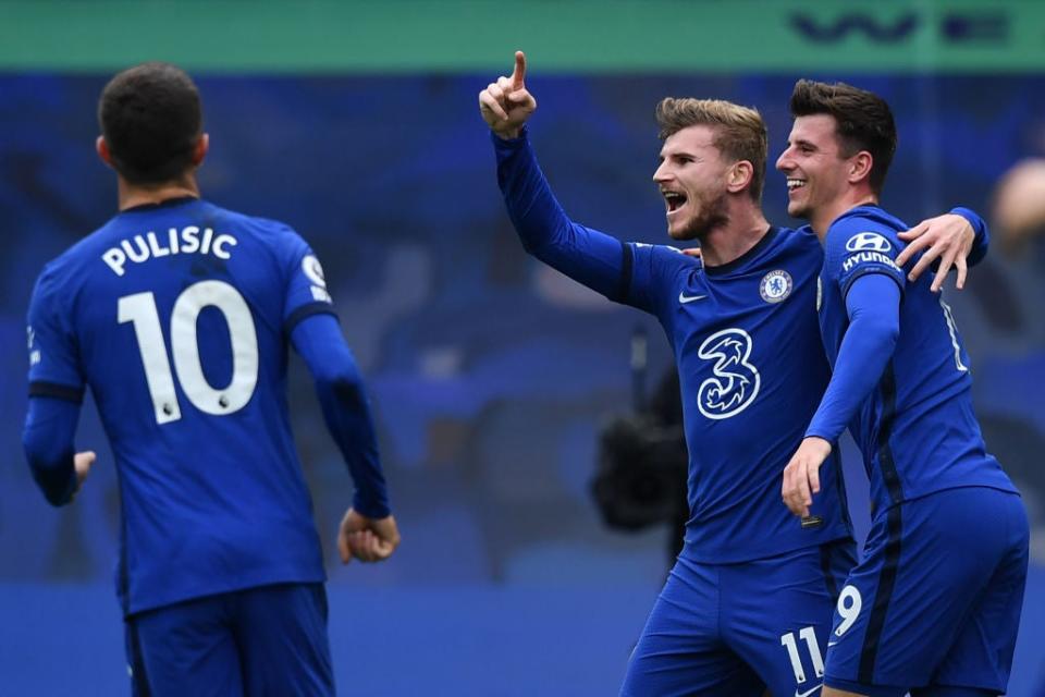 Timo Werner scored twice for Chelsea against SaintsPOOL/AFP via Getty Images