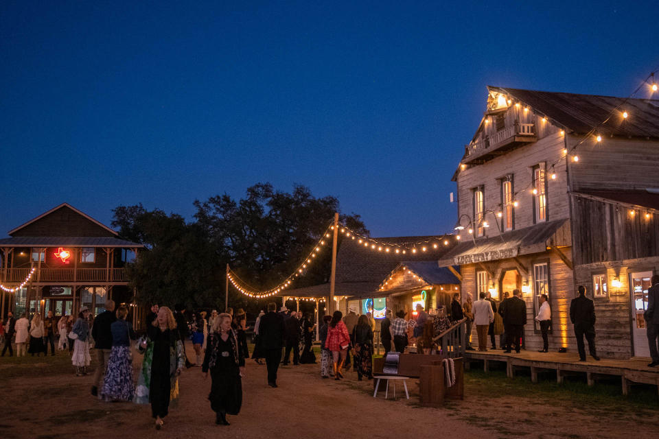 Texas Film Awards attendees going into the saloon at Willie Nelson’s Luck, Texas ranch. - Credit: David Brendan Hall