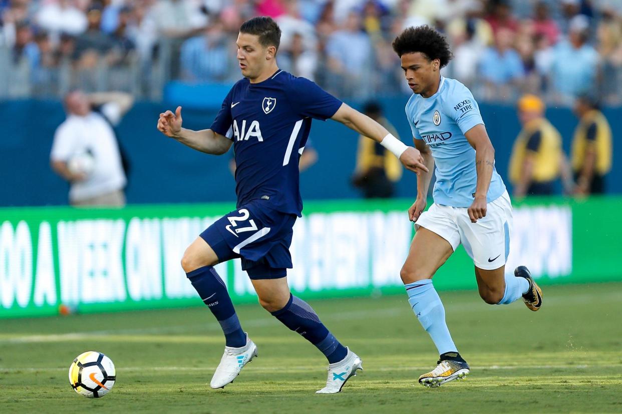 Set to leave | Wimmer in pre-season action against Manchester City: Tottenham Hotspur FC via Getty Images