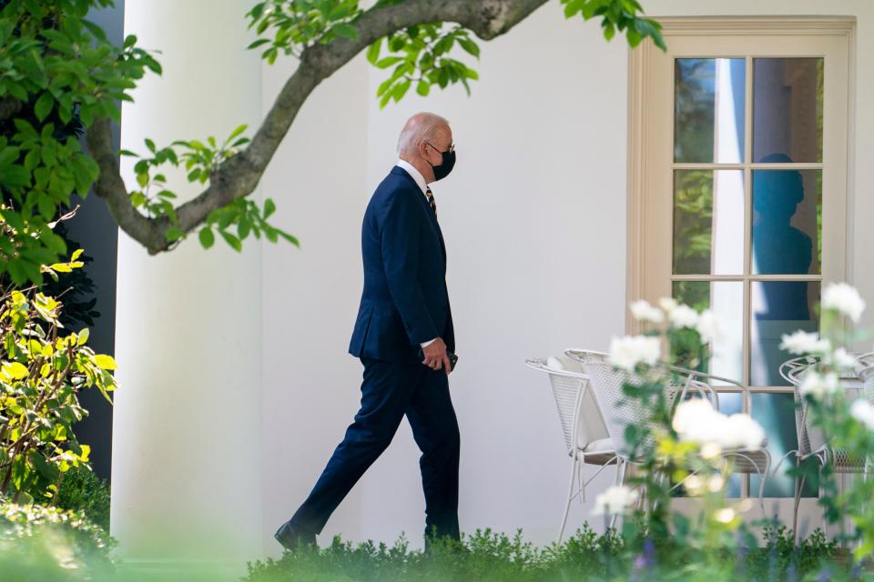 President Joe Biden arrives back at the White House in Washington, Wednesday, July 28, 2021, after traveling to Lower Macungie Township, Pa., to highlight American manufacturing.