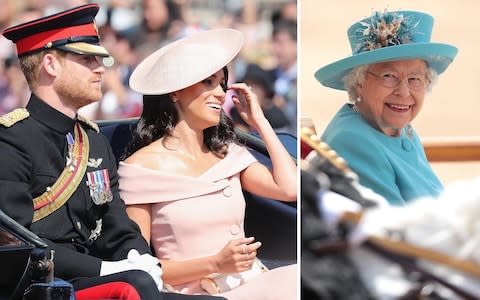 Duke and Duchess of Sussex and the Queen