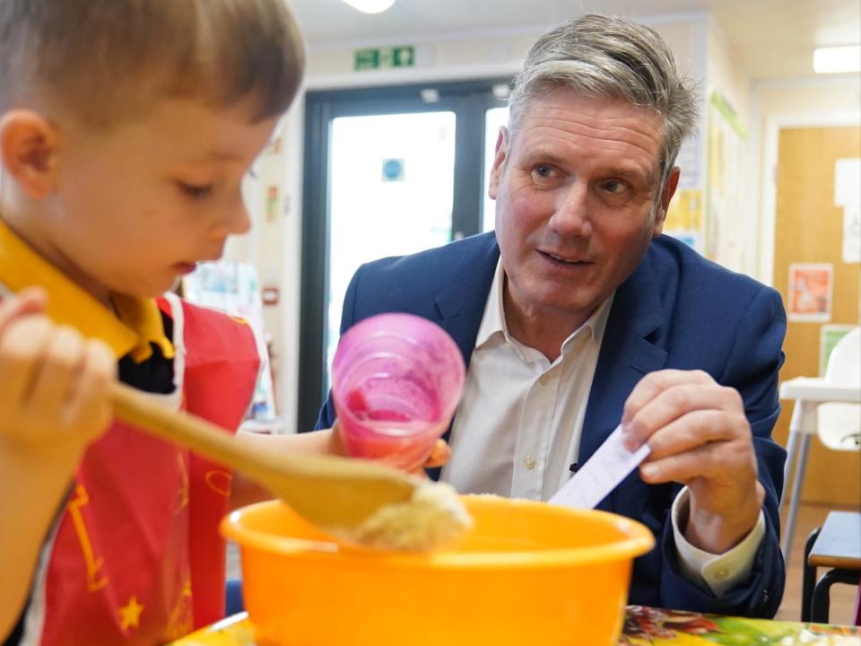 Keir Starmer during visit to school nursery in Stanmore, north London (PA)