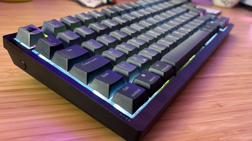 Side profile of Corsair K65 Plus Wireless keyboard