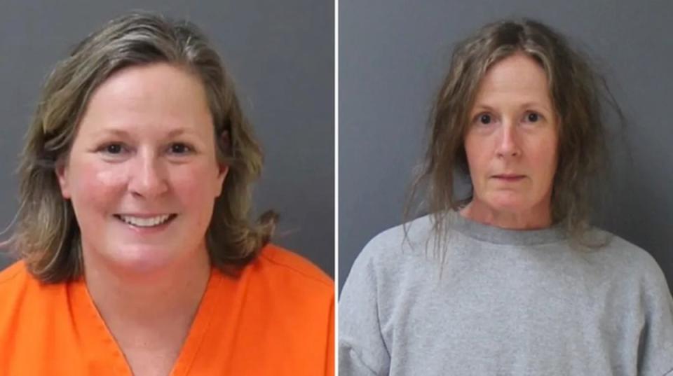 Kim Potter’s booking photo after conviction (left) and ahead of release (right) (Minnesota Department of Corrections)