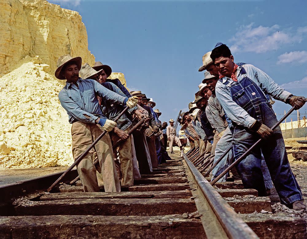 Workers Adjusting Railroad Tracks, Texas Gulf Sulphur Company