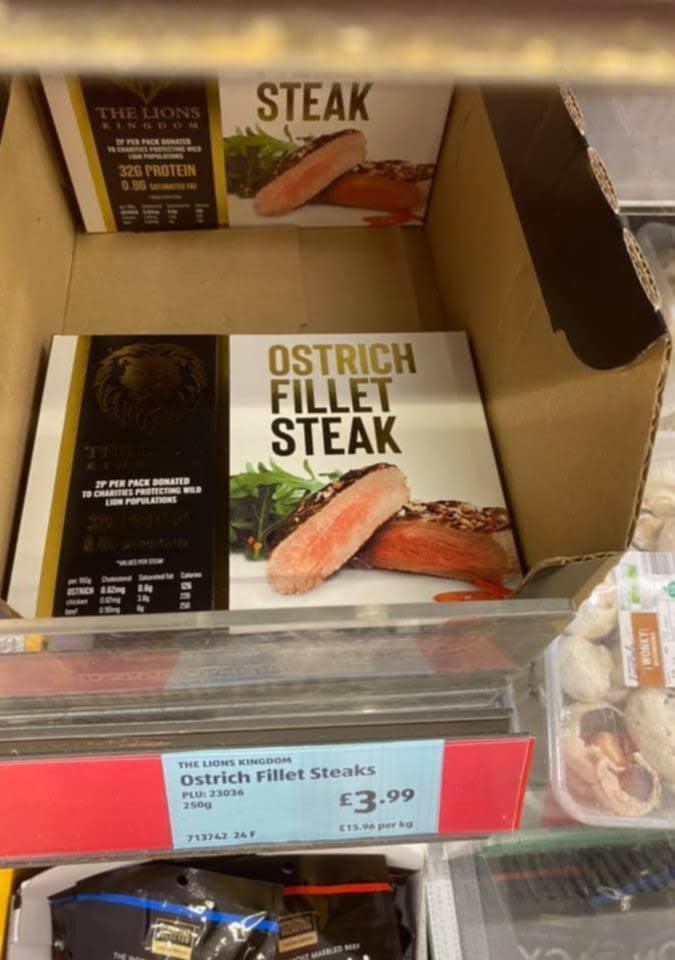 Ostrich steaks in Aldi 