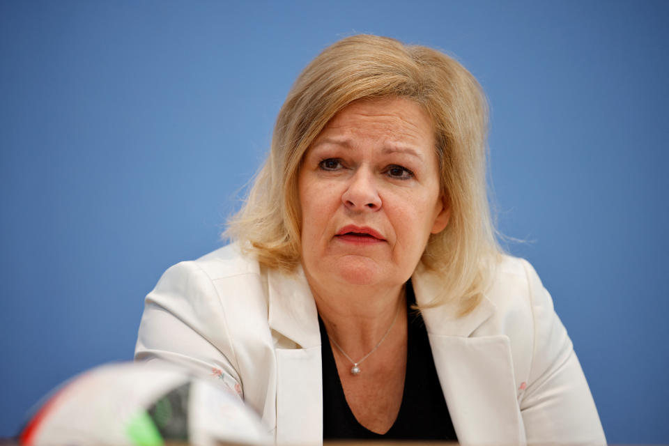 German Interior Minister Nancy Faeser attends a press conference on the EURO 2024 in Berlin, Germany, June 4, 2024. REUTERS/Axel Schmidt