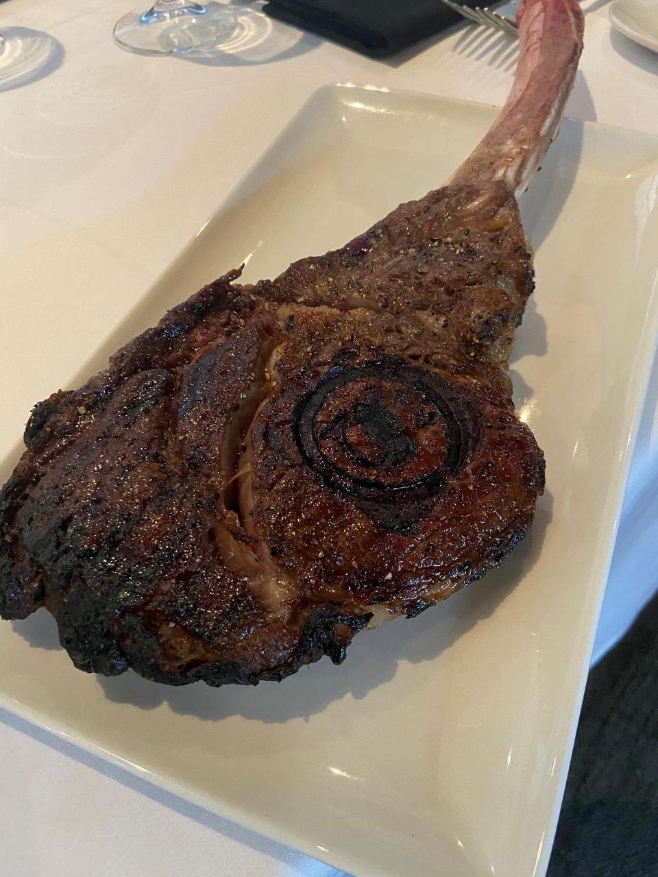 Sullivan's steakhouse bone-in Tomahawk Ribeye.