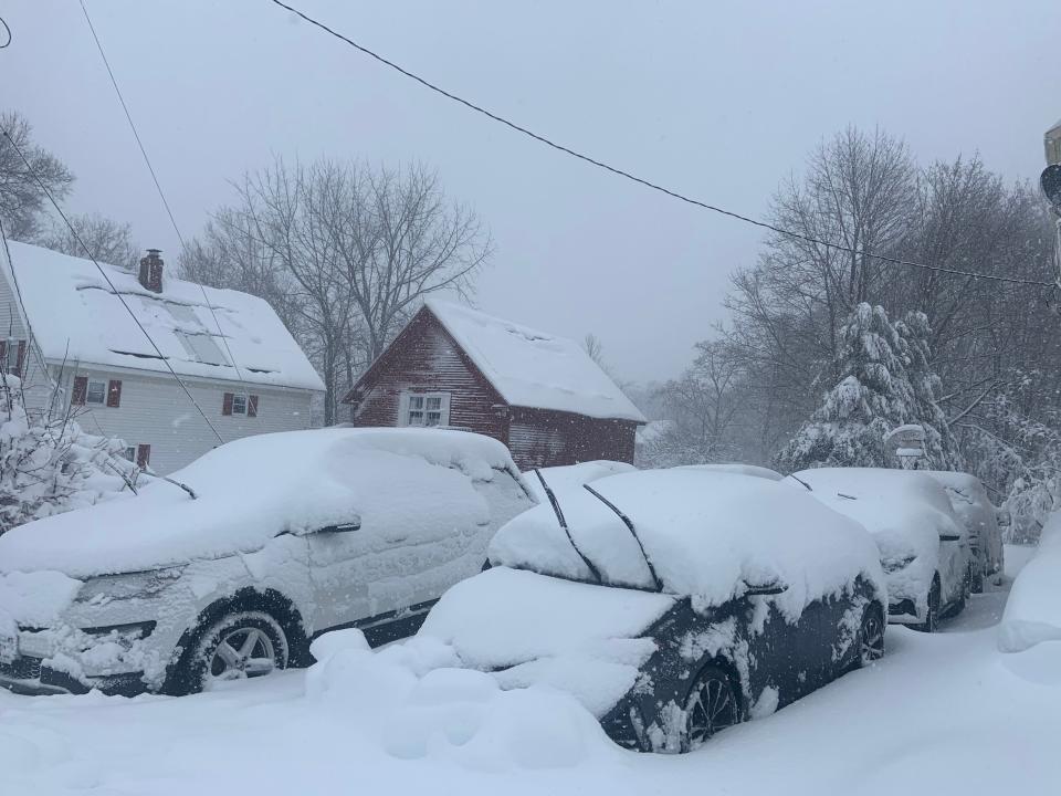 Residents on Prospect Street in Gardner had their cars buried in snow. Tuesday's storm brought two feet of snow to the city.