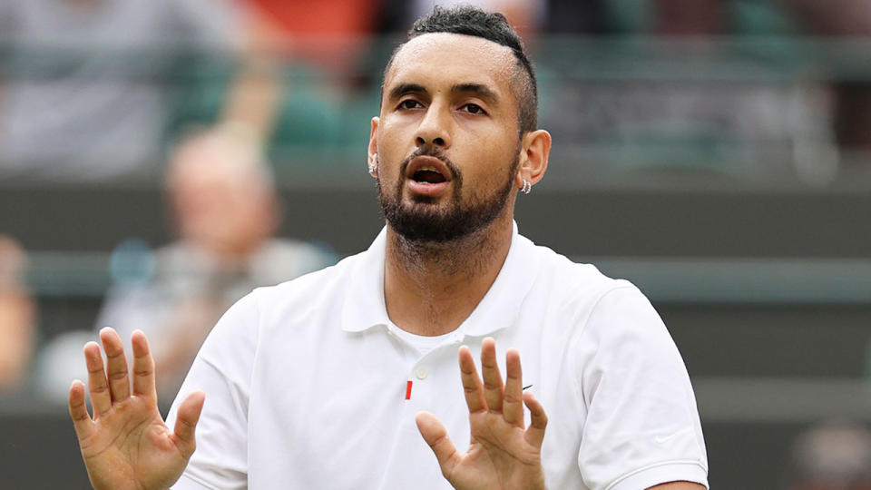 Nick Kyrgios is pictured here during one of his matches at Wimbledon.