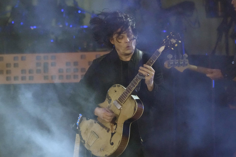 Jack White performs during "Live From Detroit: The Concert at Michigan Central" on Thursday, June 6, 2024, in Detroit. (AP Photo/Carlos Osorio)