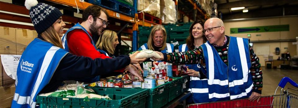 Three tonnes of food donated to the Trussell Trust and Fareshare redistribution services by Tesco shoppers this Christmas. Photo: Tesco