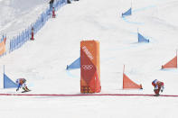 <p>06h22 : Sylvain Dufour dans le dernier carré du slalom parallèle après sa victoire sur l’Italien Edwin Coratti. </p>