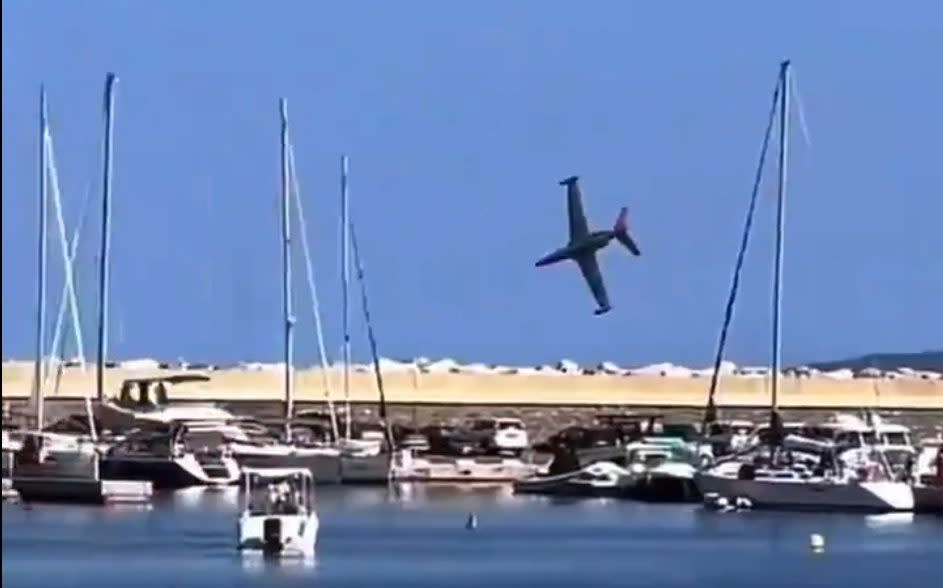 Footage showed the classic plane falling quickly in an arc into the sea