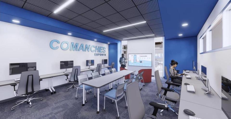 This rendering shows what the esports room at the new Cahokia High School will look like.