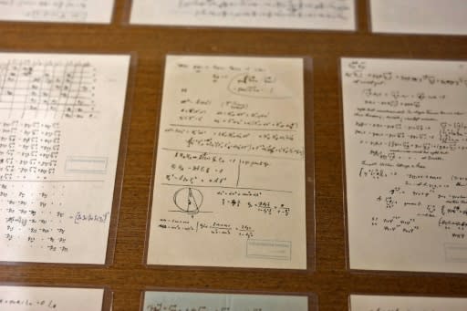 Some of Albert Einstein?s manuscript pages on display at the Hebrew University of Jerusalem, in an exhibition to mark 140 years since his birth