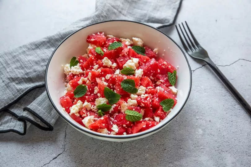 Watermelon salad.