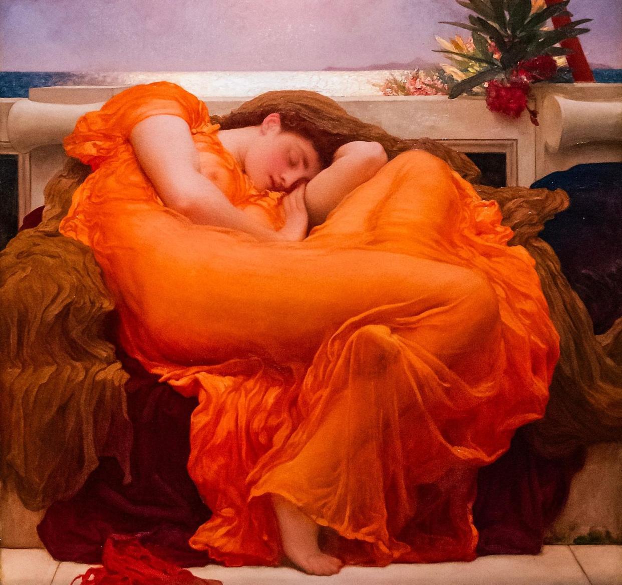 <span>Ironic erotica … Flaming June by Frederic, Lord Leighton, is at the Royal Academy of Arts in London until January 2025.</span><span>Photograph: Guy Bell/REX/Shutterstock</span>
