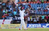 Cricket - West Indies v England - Second Test - National Cricket Ground, Grenada - 24/4/15 West Indies' Kraigg Brathwaite celebrates his century Action Images via Reuters / Jason O'Brien Livepic