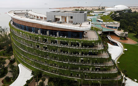 FILE PHOTO: A view of a newly built hotel which houses many Chinese prospects who come to visit the Country Gardens' Forest City development in Johor Bahru, Malaysia February 21, 2017. REUTERS/Edgar Su/File Photo