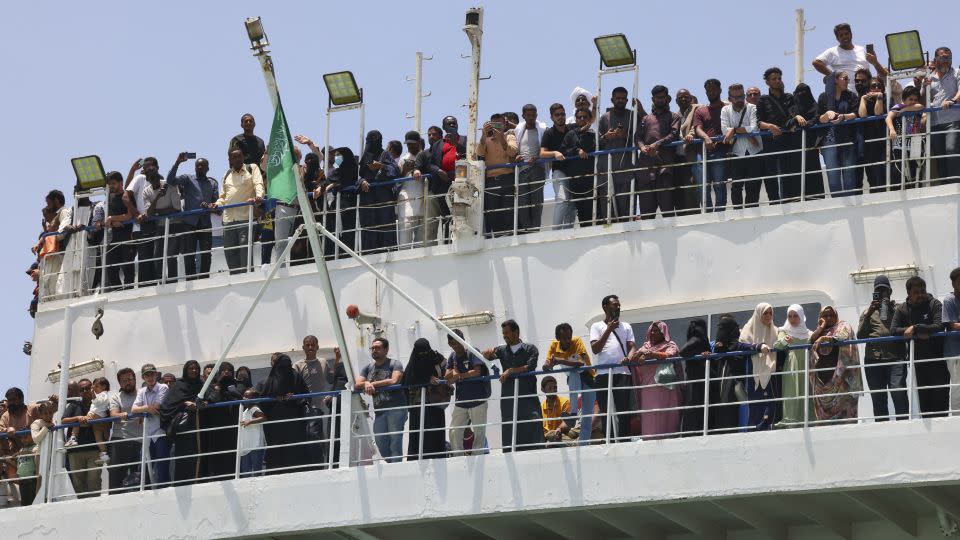 A ferry transports some 1900 evacuees across the Red Sea from Port Sudan to the Saudi King Faisal navy base in Jeddah. - Fayez Nureldine/AFP/Getty Images/File