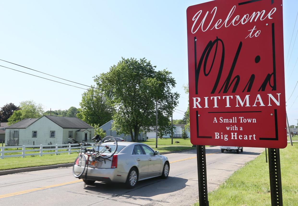 A Main Street street welcomes motorists to Rittman.