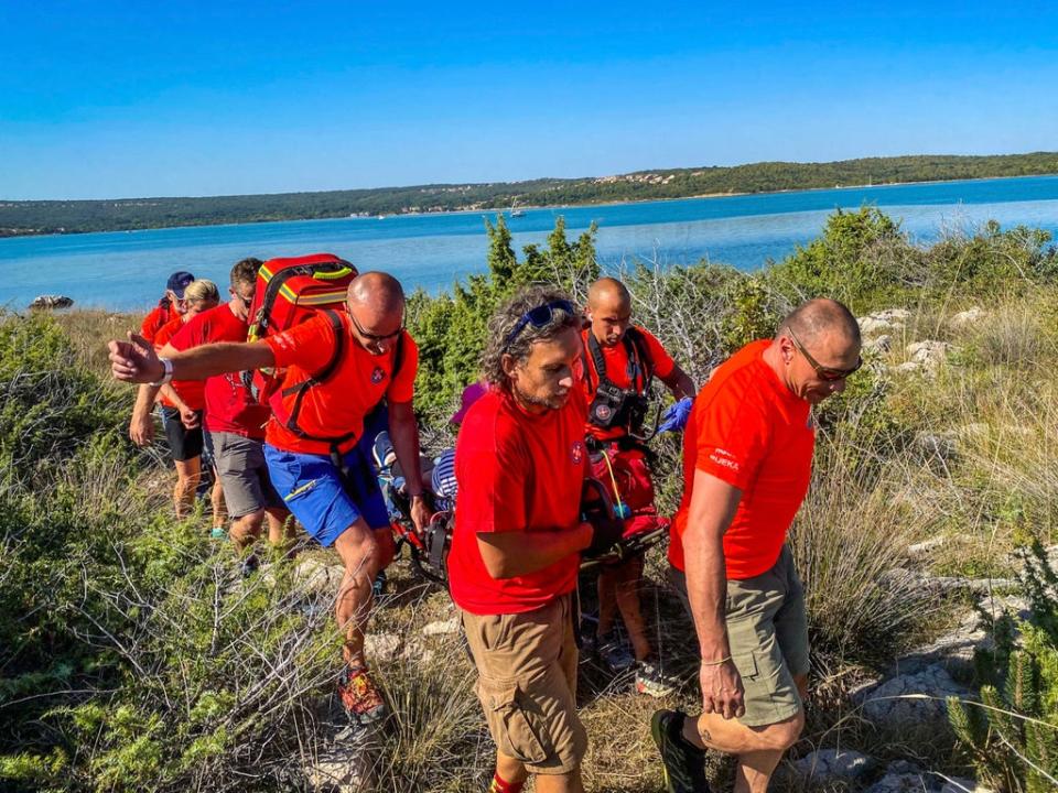 Rescuers took the woman to a hospital in Rijeka (AP)