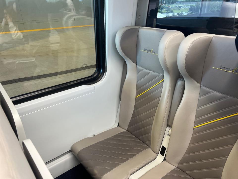 My seat on the Brightline.