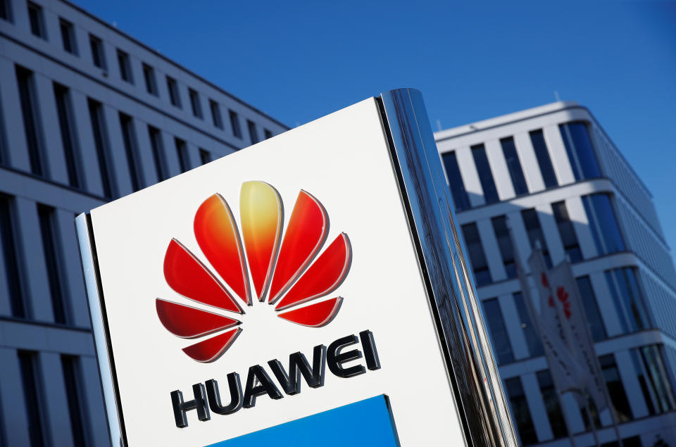 The logo of Huawei Technologies is pictured in front of the German headquarters of the Chinese telecommunications giant in Duesseldorf, Germany. (Photo:REUTERS/Wolfgang Rattay)