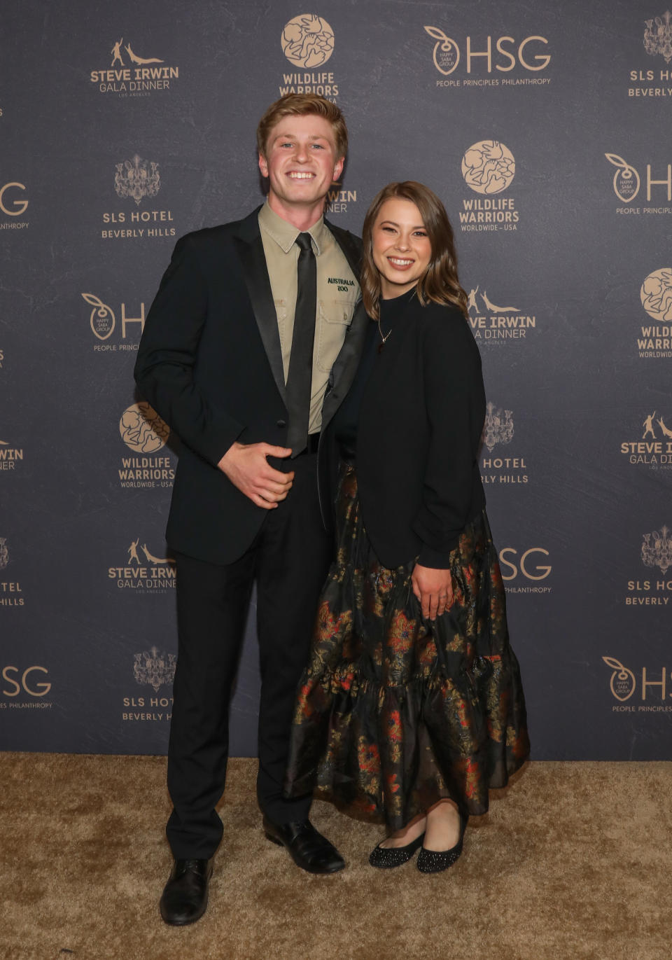 LOS ANGELES, CALIFORNIA - MAY 06: Animal Conservationists / TV Personalities Robert Clarence Irwin (L) and Bindi Irwin (R) attend the 2023 Steve Irwin Gala Dinner at SLS Hotel, a Luxury Collection Hotel, Beverly Hills on May 06, 2023 in Los Angeles, California. (Photo by Paul Archuleta/Getty Images)
