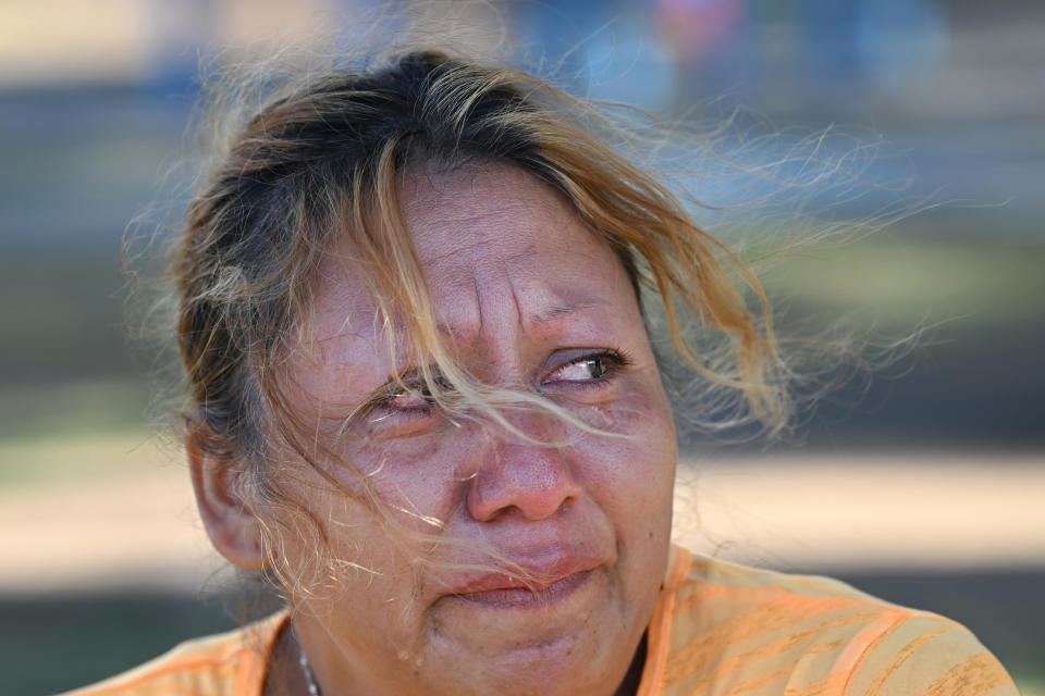 closeup of a woman crying