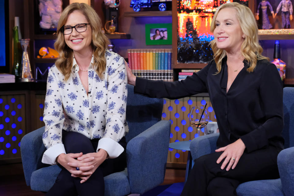 Jenna Fischer (left) and Angela Kinsey during an appearance on "Watch What Happens Live." (Photo: Bravo via Getty Images)