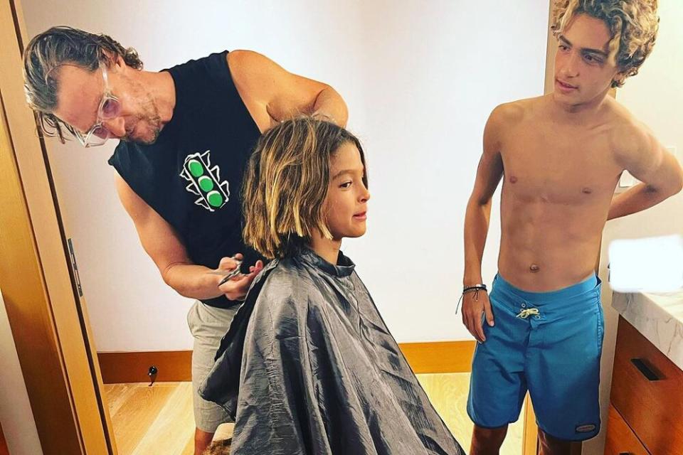 Matthew McConaughey's Son Levi Watches Dad Cut Little Brother ...