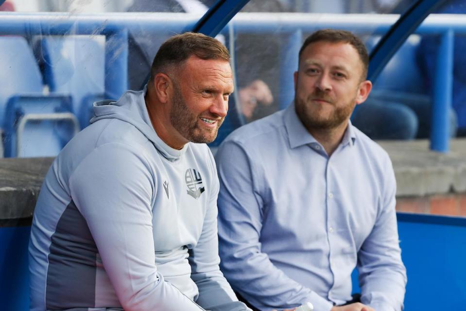 Ian Evatt and Chris Markham before a pre-season game at Ashton <i>(Image: Harry McGuire)</i>