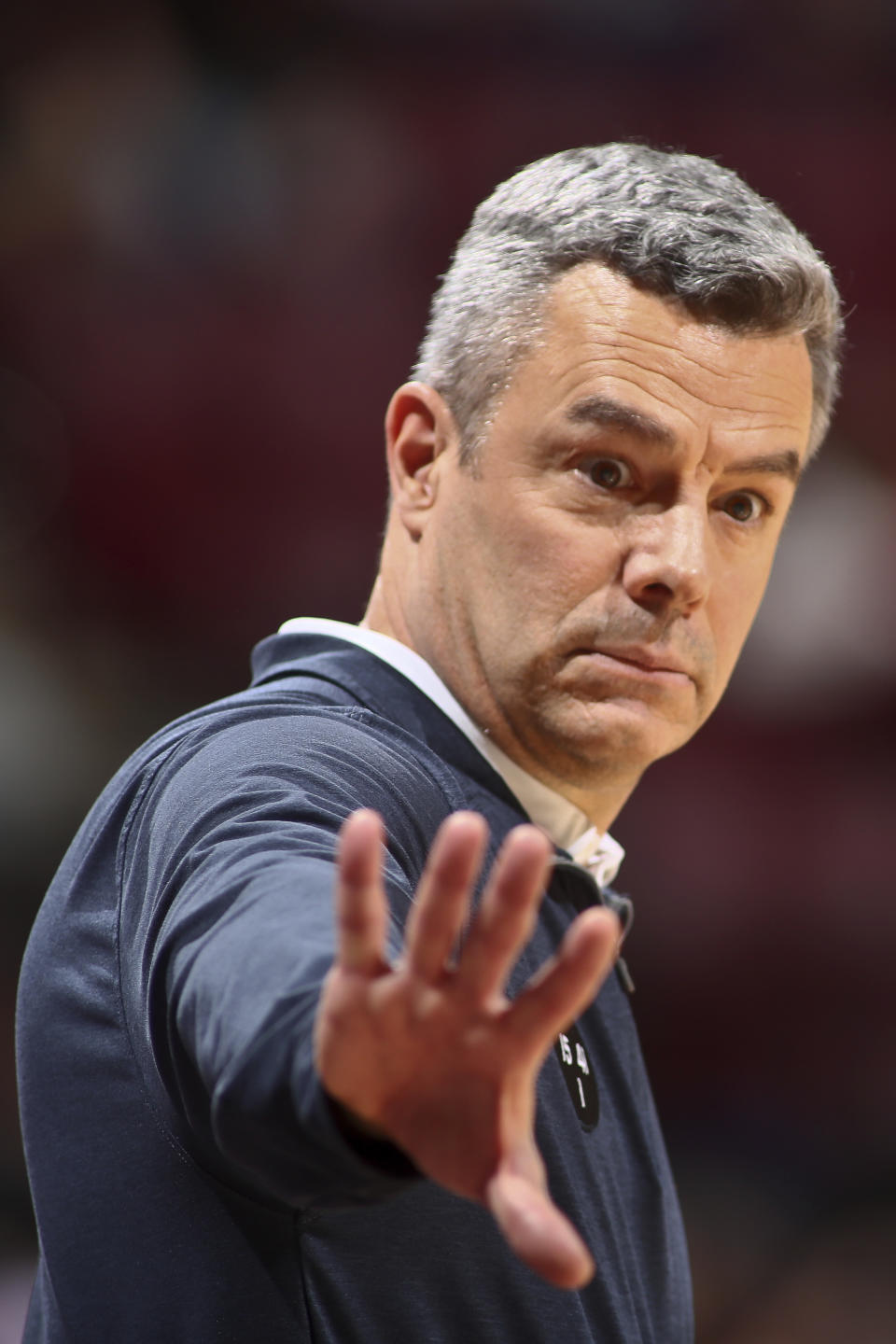 Virginia head coach Tony Bennett gestures in the second half of an NCAA college basketball game against Florida State in Tallahassee, Fla., Saturday, Jan. 14, 2023. (AP Photo/Phil Sears)