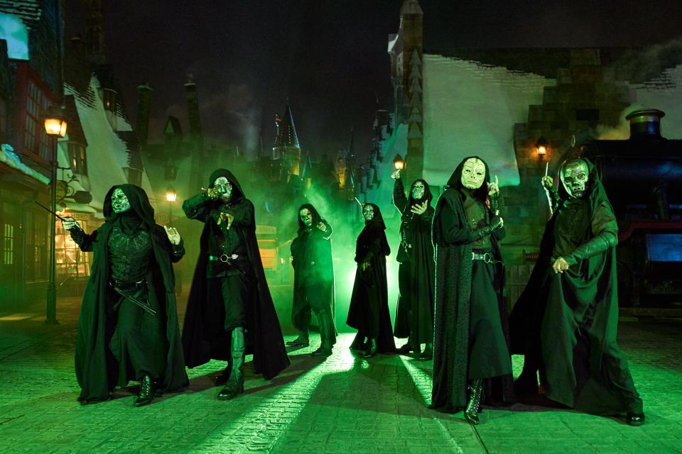 Death Eaters will roam around Hogsmeade at Universal Studios Hollywood and Diagon Alley at Universal Orlando during Halloween Horror Nights.