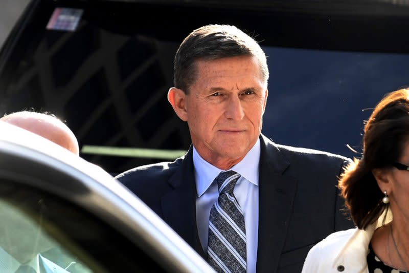 Michael Flynn, former White House national security adviser to President Donald Trump, arrives at the U.S. Federal Courthouse in Washington, D.C., on December 1, 2017. Flynn pleaded guilty to lying to the FBI regarding possible collusion between Russia and the Trump election team. File Photo by Mike Theiler/UPI